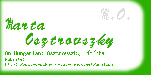 marta osztrovszky business card